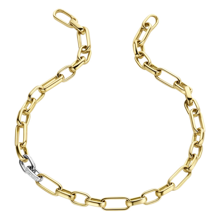 geel/wit goud schakel collier met diamant SC Highlights Diamonds - #2 geel/wit goud schakel collier met diamant SC Highlights Diamonds - #2