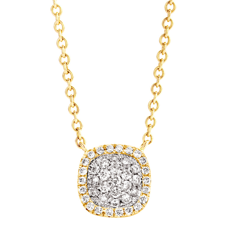 Tirisi Jewelry Milano Sweeties collier met hanger entourage geel/wit goud met diamant - TP9154D(2T) - #2 Tirisi Jewelry Milano Sweeties collier met hanger entourage geel/wit goud met diamant - TP9154D(2T) - #2