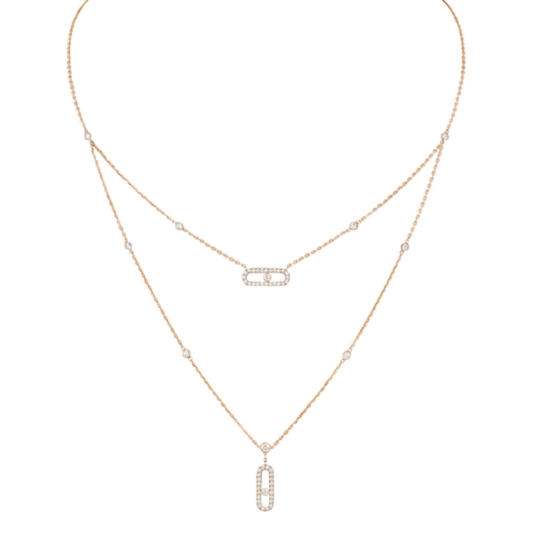 Messika Move Uno collier met hanger roodgoud met diamant - 7174-PG - #1 Messika Move Uno collier met hanger roodgoud met diamant - 7174-PG - #1