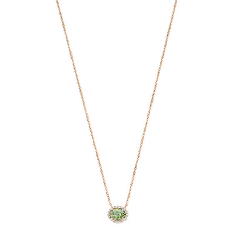 roodgoud collier met hanger entourage met diamant Schaap en Citroen Colours - #2 roodgoud collier met hanger entourage met diamant Schaap en Citroen Colours - #2