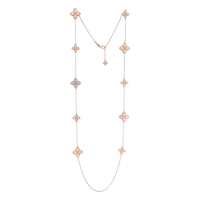 Roberto Coin Princess Flower collier rosé/wit goud met diamant