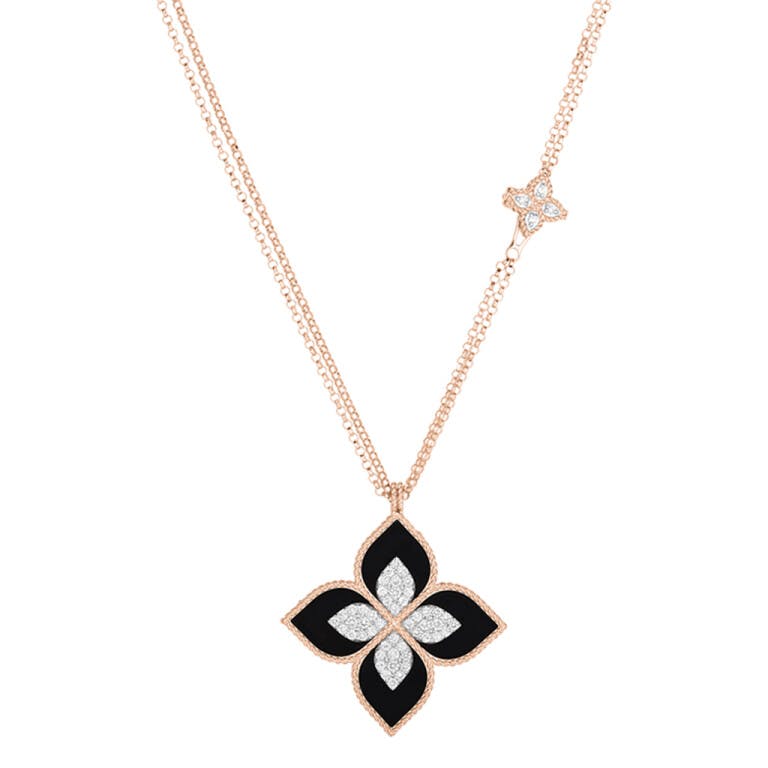 Roberto Coin Princess Flower collier met hanger rosé/wit goud met diamant - undefined - #4