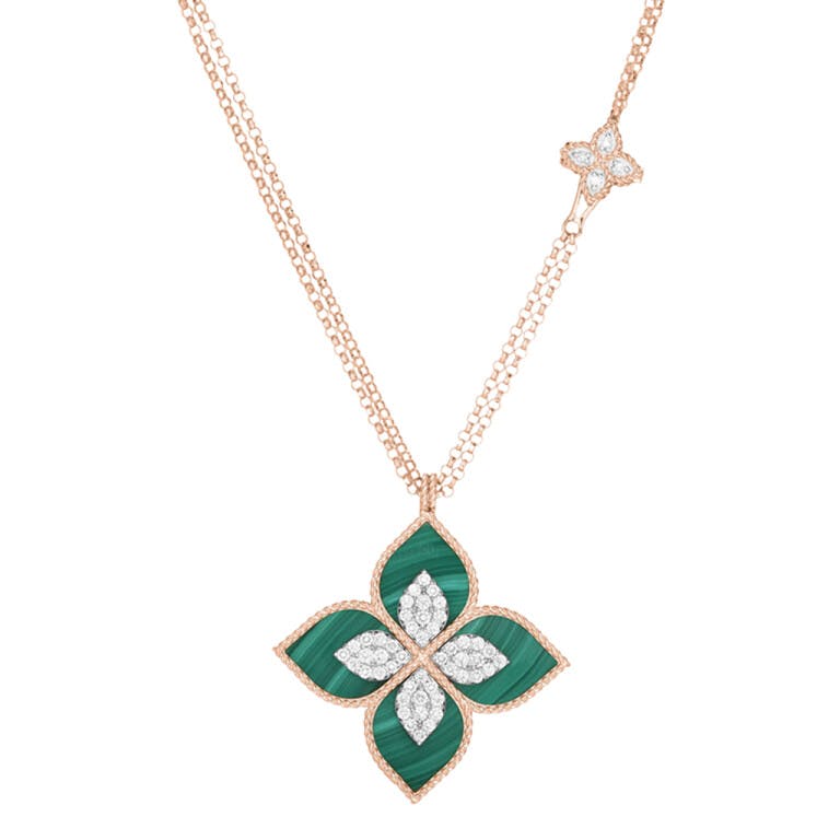 Roberto Coin Princess Flower collier met hanger rosé/wit goud met diamant - undefined - #2