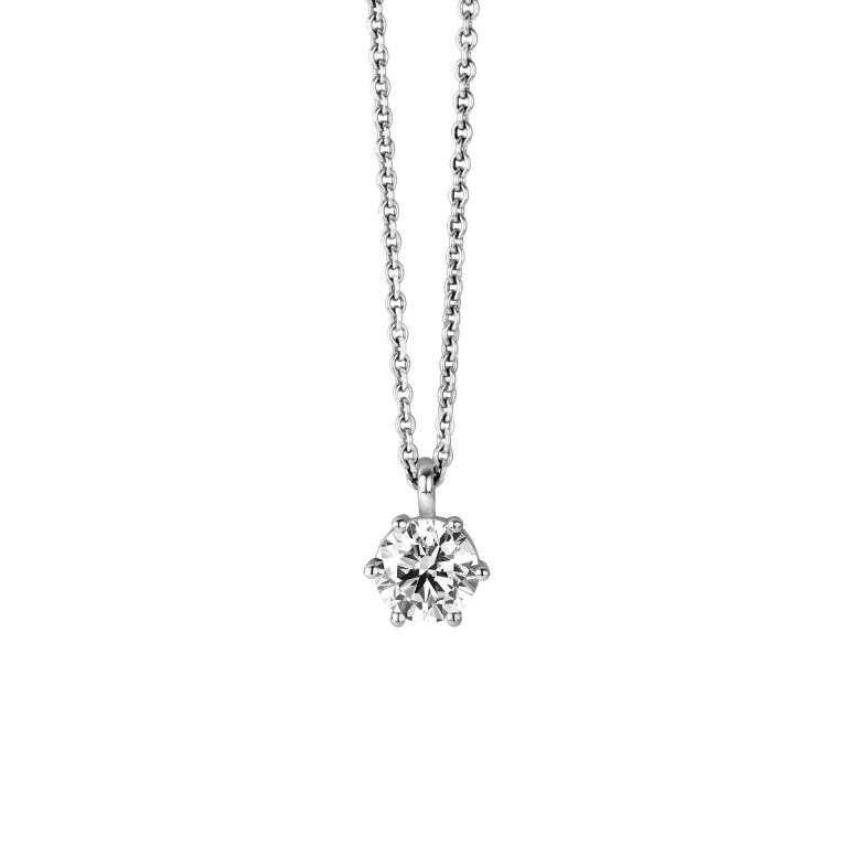 witgoud collier met hanger solitair met diamant SC Highlights Diamonds - #5 witgoud collier met hanger solitair met diamant SC Highlights Diamonds - #5