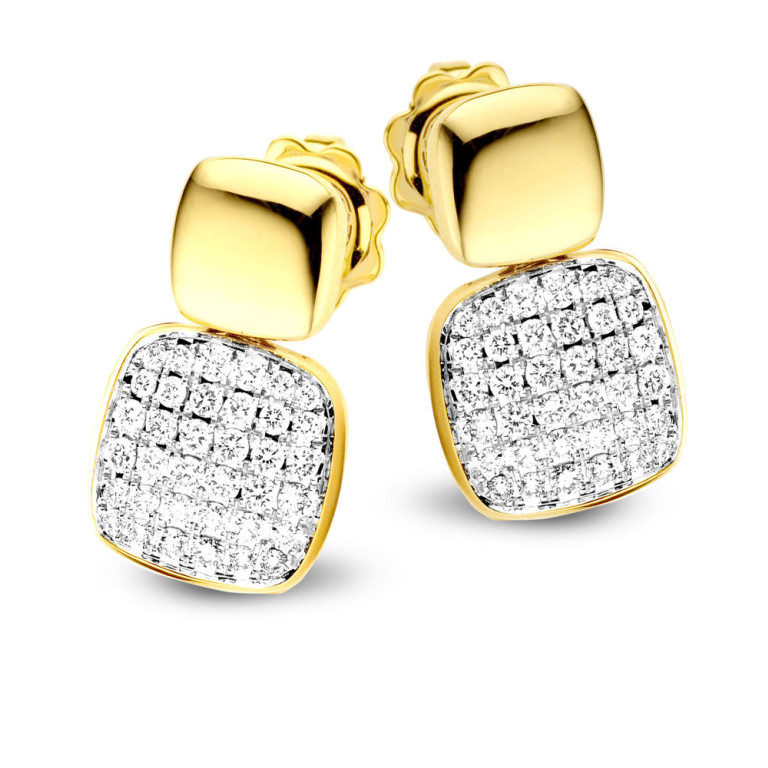 Tirisi Jewelry Amsterdam Stackables oorknoppen geel/wit goud met diamant - TE7076D(2T) - #2 Tirisi Jewelry Amsterdam Stackables oorknoppen geel/wit goud met diamant - TE7076D(2T) - #2