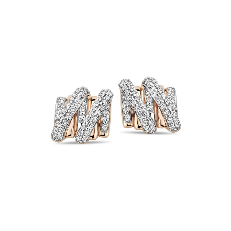 Tirisi Jewelry Amsterdam Swirl oorknoppen rosé/wit goud met diamant - TE7162D(2P) - #5 Tirisi Jewelry Amsterdam Swirl oorknoppen rosé/wit goud met diamant - TE7162D(2P) - #5