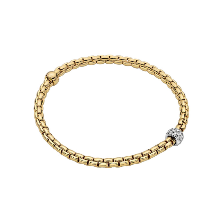 Fope Eka Tiny flexibele armband geel/wit goud met diamant - 73301BX_PB_G_XBX_00S - #2 Fope Eka Tiny flexibele armband geel/wit goud met diamant - 73301BX_PB_G_XBX_00S - #2