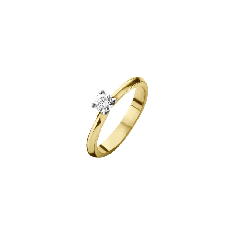 geel/wit goud solitair ring met diamant Schaap en Citroen Diamonds - #2 geel/wit goud solitair ring met diamant Schaap en Citroen Diamonds - #2