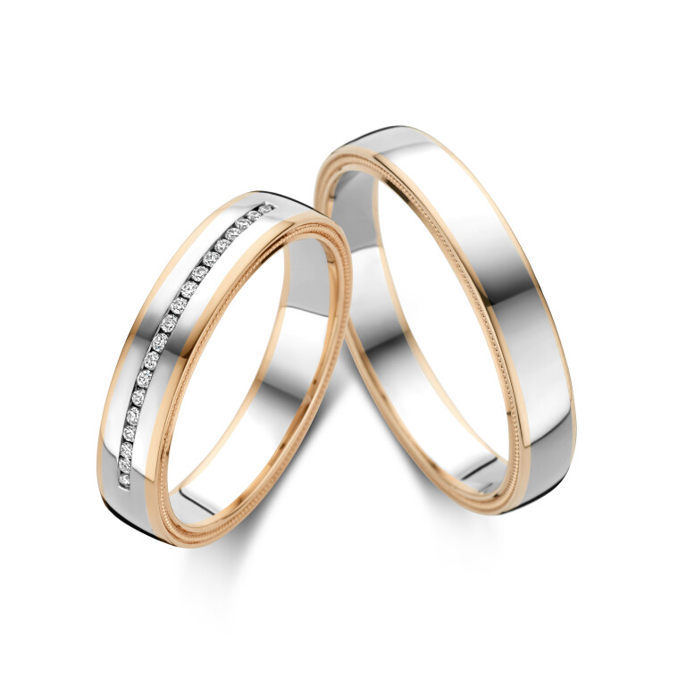 rosé/wit goud trouwring Classic Love Collection - 247041 - #2 rosé/wit goud trouwring Classic Love Collection - 247041 - #2