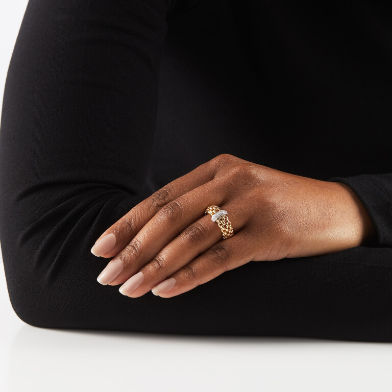Fope Vendome flexibele ring geel/wit goud met diamant - 55902AX_BB_G_XBX_00L - #5 Fope Vendome flexibele ring geel/wit goud met diamant - 55902AX_BB_G_XBX_00L - #5