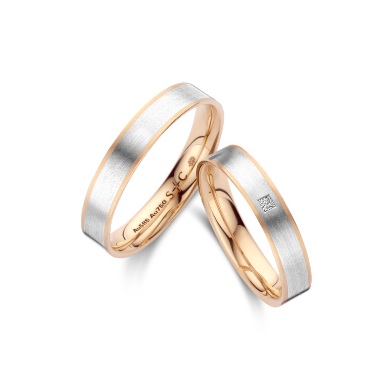 rosé/wit goud trouwring Classic Love Collection - 241271 - #4 rosé/wit goud trouwring Classic Love Collection - 241271 - #4