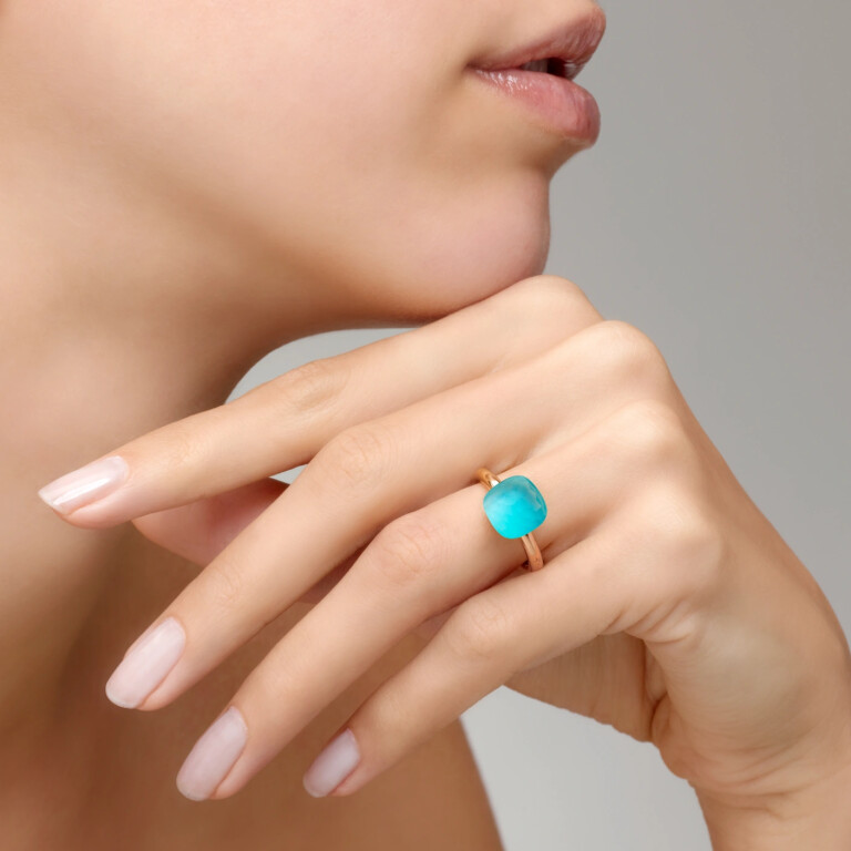 Pomellato Nudo Gelé ring rosé/wit goud met Topaas/parelmoer/turquoise - PAA1100 O6000 SYMTU - #3 Pomellato Nudo Gelé ring rosé/wit goud met Topaas/parelmoer/turquoise - PAA1100 O6000 SYMTU - #3