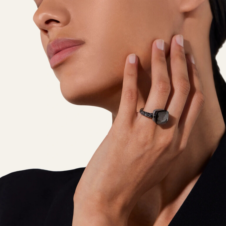 Pomellato Nudo Maxi ring titanium/goud met diamant - PAB4011 OT000 DBKOS - #8 Pomellato Nudo Maxi ring titanium/goud met diamant - PAB4011 OT000 DBKOS - #8