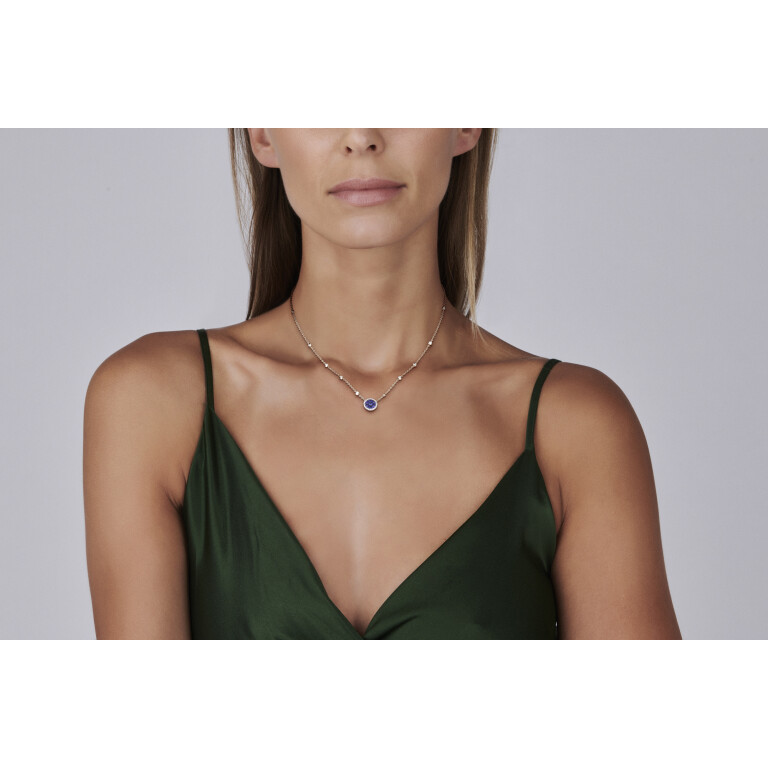 witgoud collier met hanger entourage met diamant Schaap en Citroen Diamonds - #2 witgoud collier met hanger entourage met diamant Schaap en Citroen Diamonds - #2
