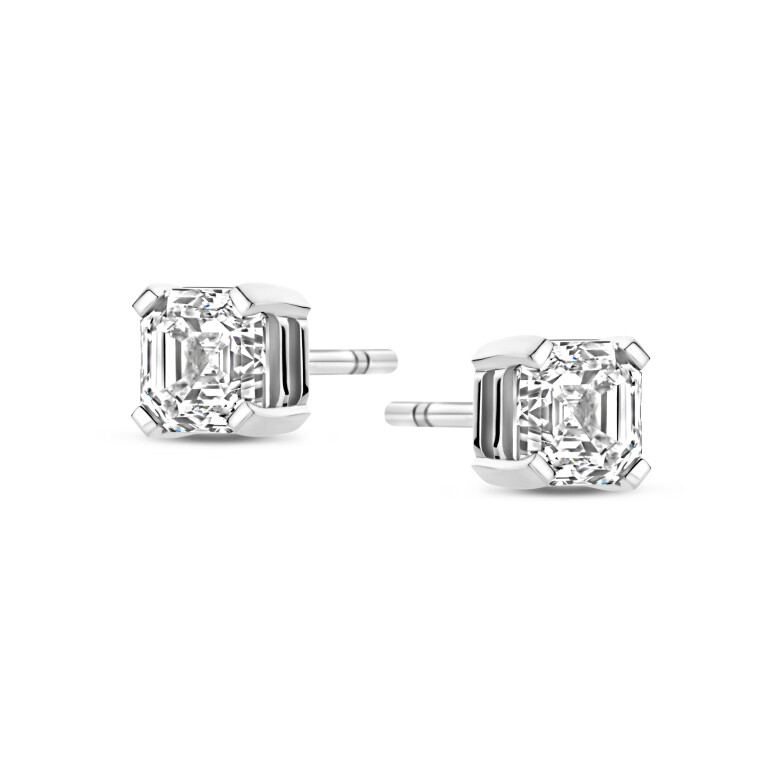 Royal Asscher Constance solitair oorknoppen witgoud met diamant - E.210.RAC.WG.45 GIA - #2 Royal Asscher Constance solitair oorknoppen witgoud met diamant - E.210.RAC.WG.45 GIA - #2