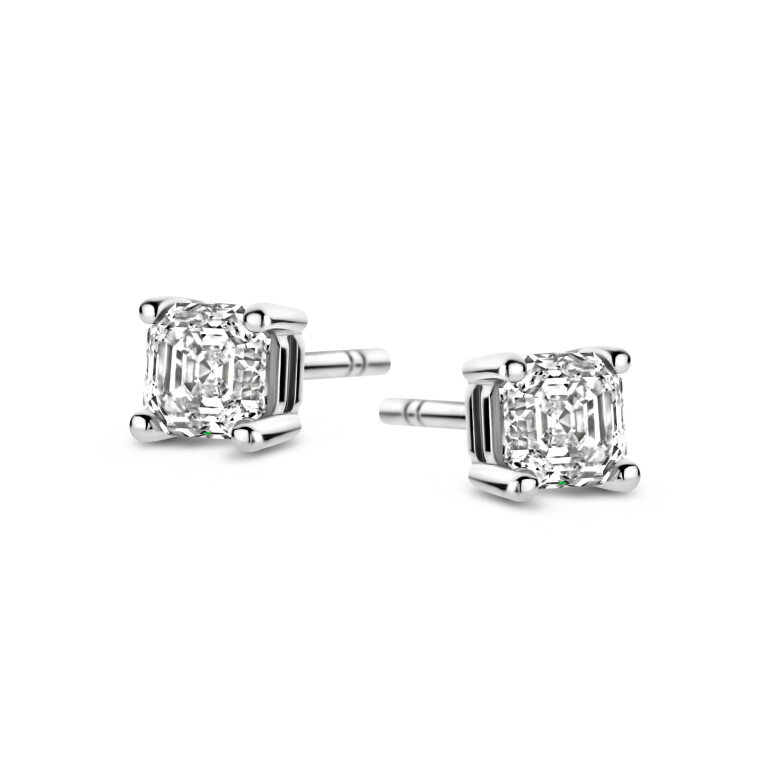 Royal Asscher Constance solitair oorknoppen witgoud met diamant - E.210.RAC.WG.46 GIA - #2 Royal Asscher Constance solitair oorknoppen witgoud met diamant - E.210.RAC.WG.46 GIA - #2