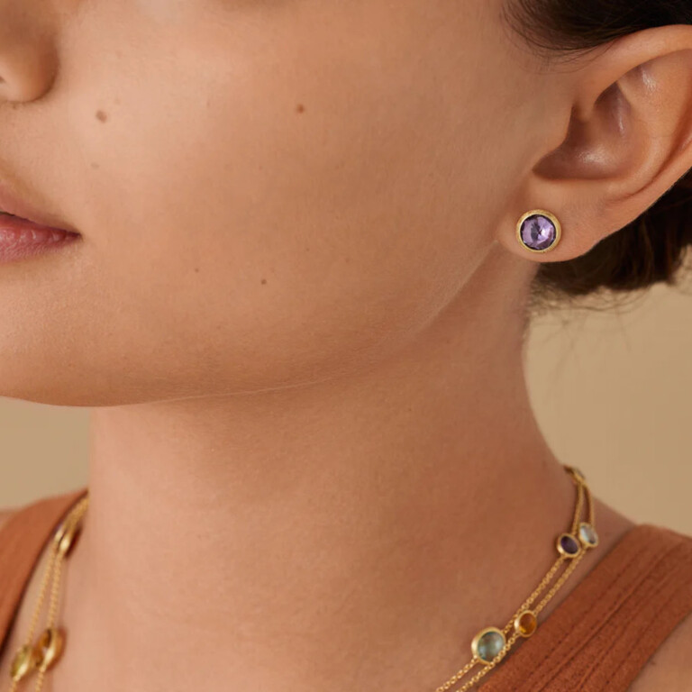 Marco Bicego Jaipur oorknoppen geelgoud met Amethist - OB957-AL01 - #3 Marco Bicego Jaipur oorknoppen geelgoud met Amethist - OB957-AL01 - #3