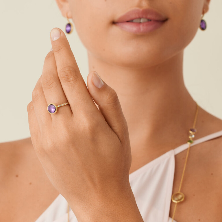 Marco Bicego Jaipur ring geelgoud met diamant - AB632-B-AT01 - #4 Marco Bicego Jaipur ring geelgoud met diamant - AB632-B-AT01 - #4