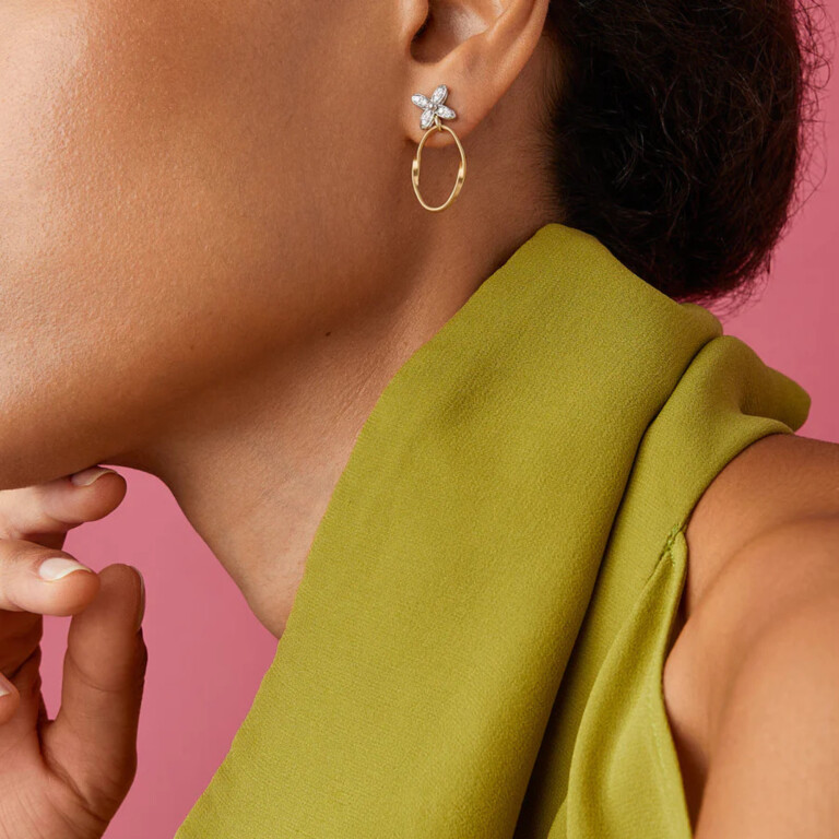 Marco Bicego Marrakech Onde Fiori oorhangers geelgoud met diamant - OG394-B3 - #4 Marco Bicego Marrakech Onde Fiori oorhangers geelgoud met diamant - OG394-B3 - #4