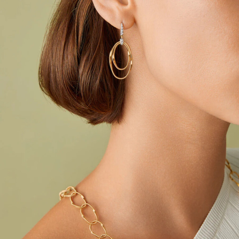Marco Bicego Marrakech Onde oorhangers geelgoud met diamant - OG373 B - #4 Marco Bicego Marrakech Onde oorhangers geelgoud met diamant - OG373 B - #4