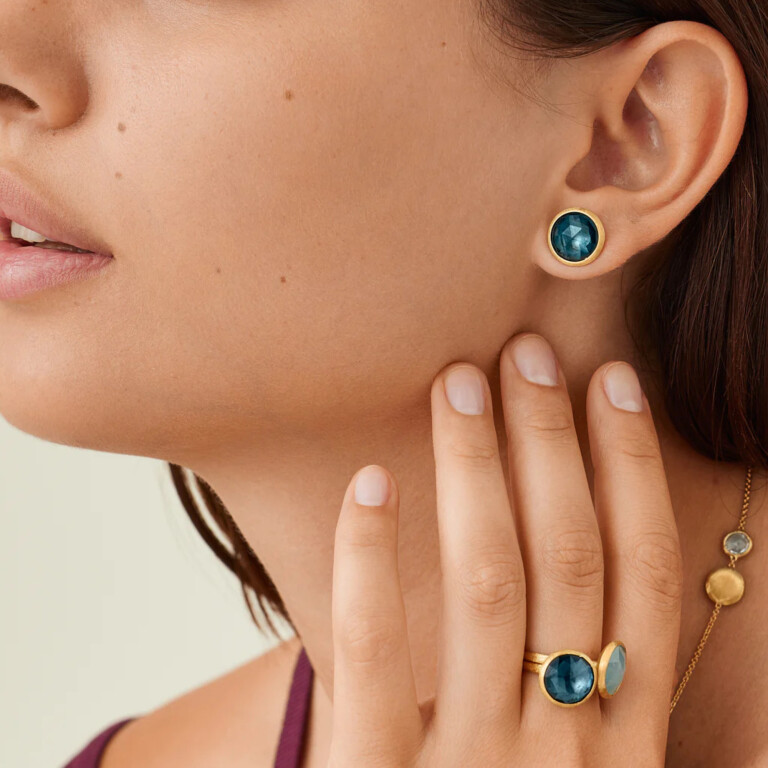 Marco Bicego Jaipur oorknoppen geelgoud met London topaas - OB1739-TPL01 - #4 Marco Bicego Jaipur oorknoppen geelgoud met London topaas - OB1739-TPL01 - #4