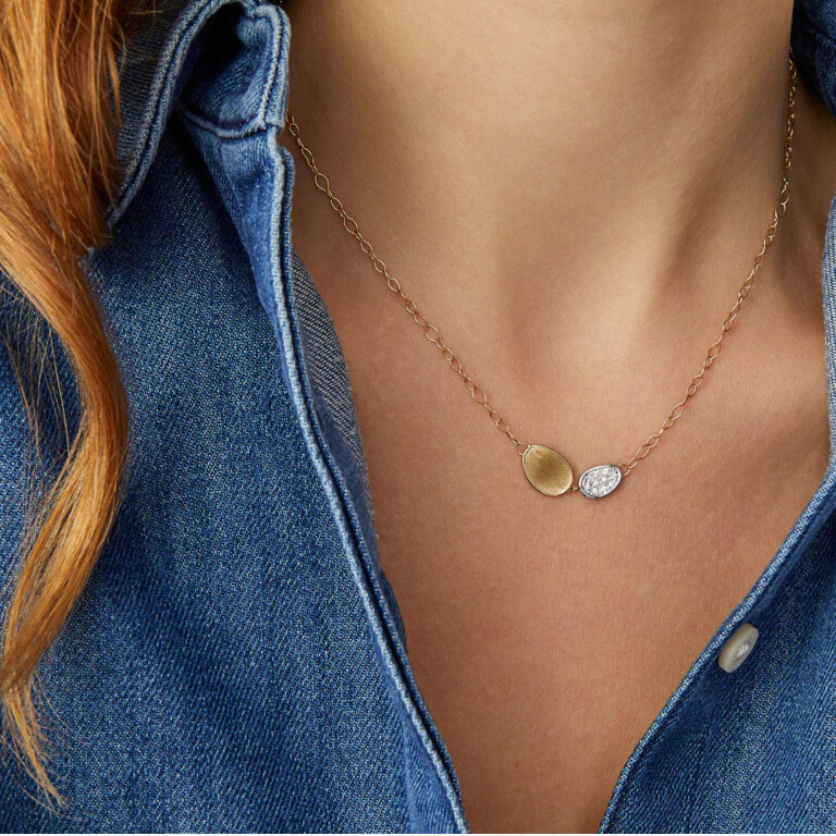 Marco Bicego Lunaria collier geel/wit goud met diamant - CB2591-B - #3 Marco Bicego Lunaria collier geel/wit goud met diamant - CB2591-B - #3