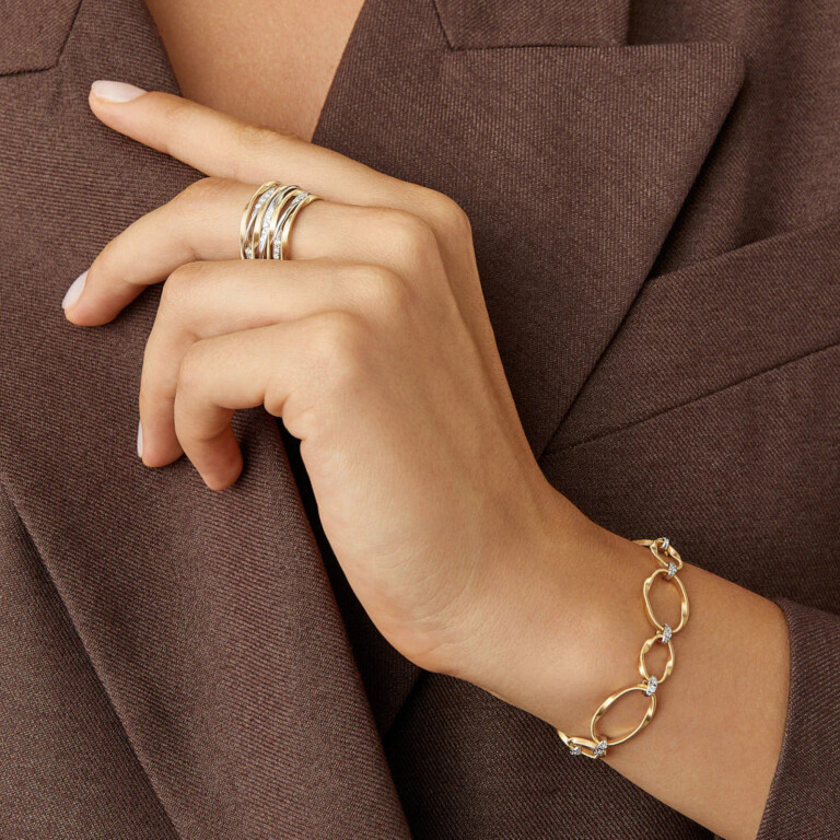 Marco Bicego Marrakech Onde ring geel/wit goud met diamant - AG350-B - #5 Marco Bicego Marrakech Onde ring geel/wit goud met diamant - AG350-B - #5