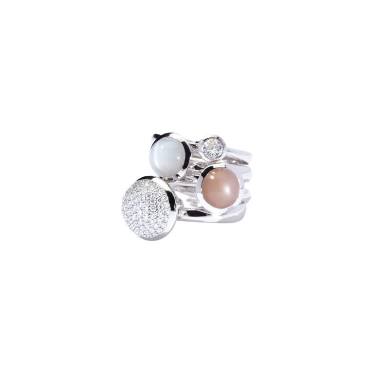 Tamara Comolli Bouton ring witgoud met diamant - R-BOU-l-p-wg - #5 Tamara Comolli Bouton ring witgoud met diamant - R-BOU-l-p-wg - #5