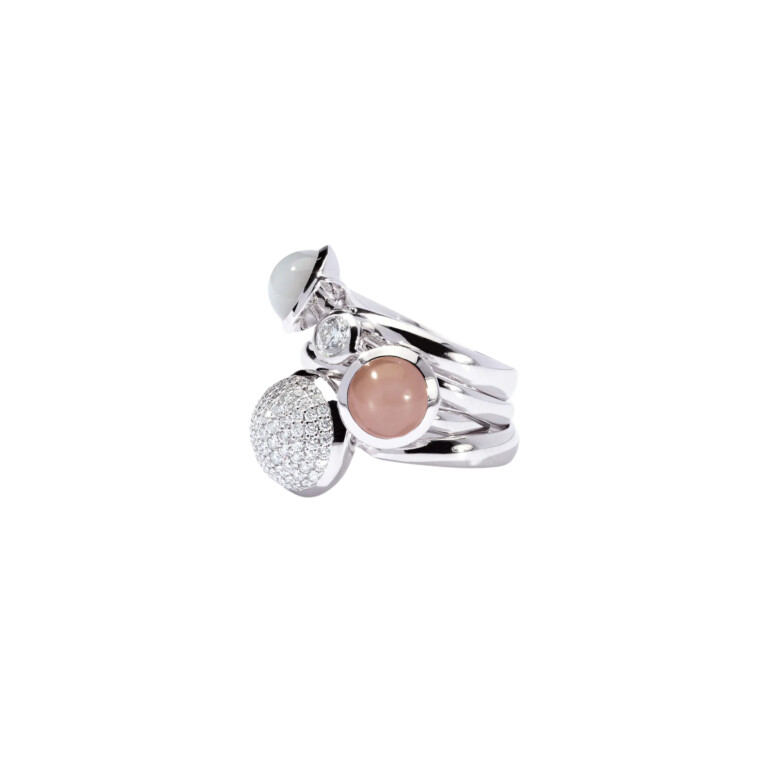 Tamara Comolli Bouton ring witgoud met diamant - R-BOU-l-p-wg - #6 Tamara Comolli Bouton ring witgoud met diamant - R-BOU-l-p-wg - #6