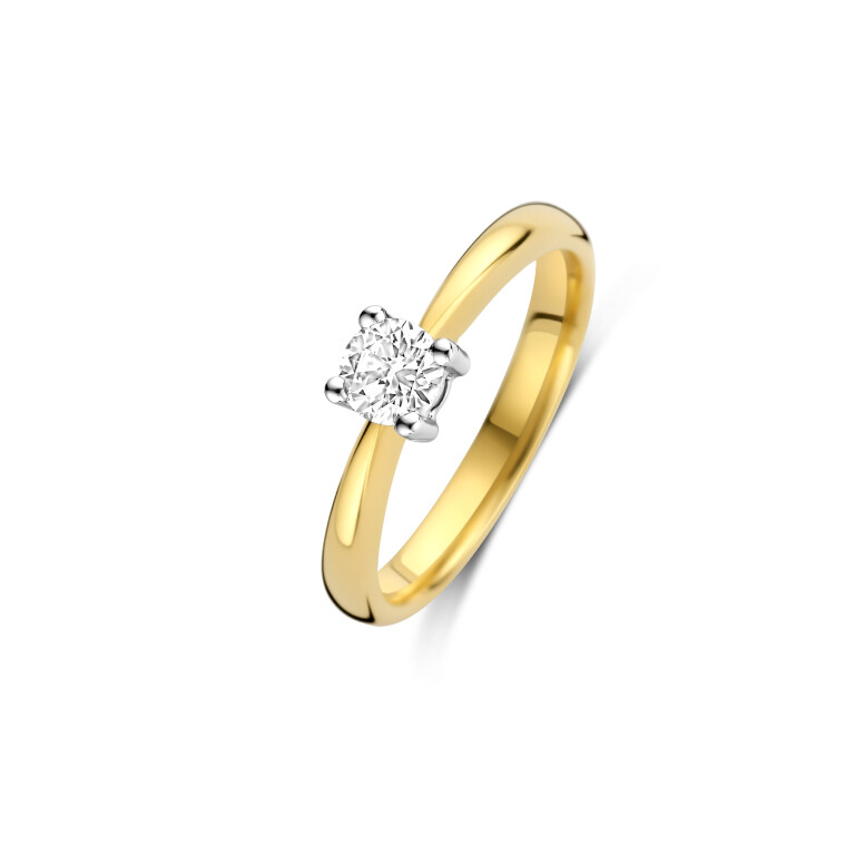 geel/wit goud solitair ring met diamant Schaap en Citroen Diamonds - #1 geel/wit goud solitair ring met diamant Schaap en Citroen Diamonds - #1