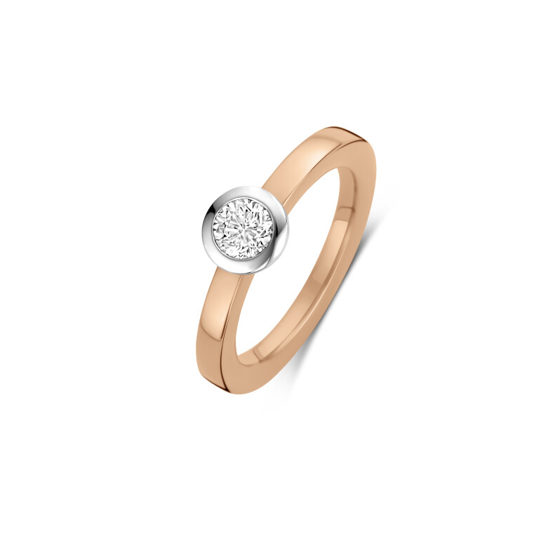 rosé/wit goud solitair ring met diamant Schaap en Citroen Diamonds - #2 rosé/wit goud solitair ring met diamant Schaap en Citroen Diamonds - #2