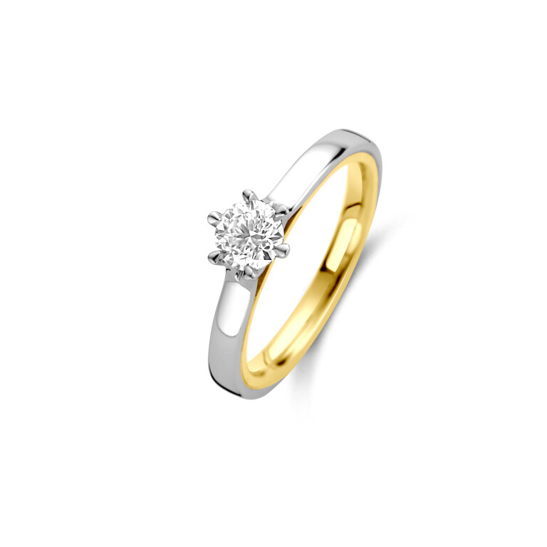 geel/wit goud solitair ring met diamant Schaap en Citroen Diamonds - #2 geel/wit goud solitair ring met diamant Schaap en Citroen Diamonds - #2