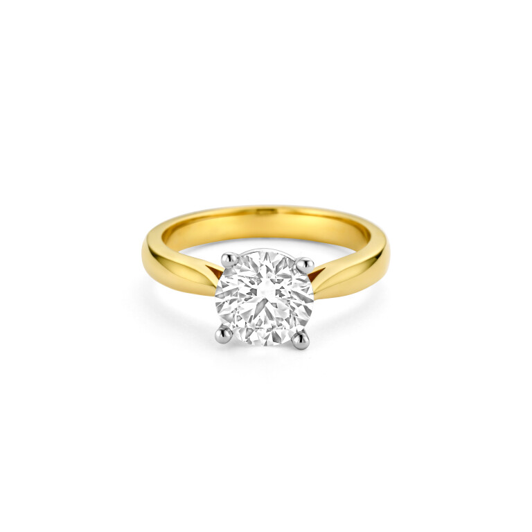 geel/wit goud solitair ring met diamant SC Highlights Diamonds - #5 geel/wit goud solitair ring met diamant SC Highlights Diamonds - #5