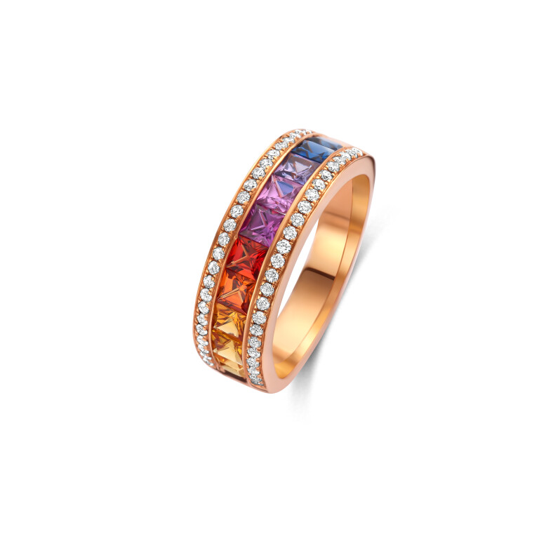 roodgoud rail ring met diamant Schaap en Citroen Colours Rainbow - #2 roodgoud rail ring met diamant Schaap en Citroen Colours Rainbow - #2