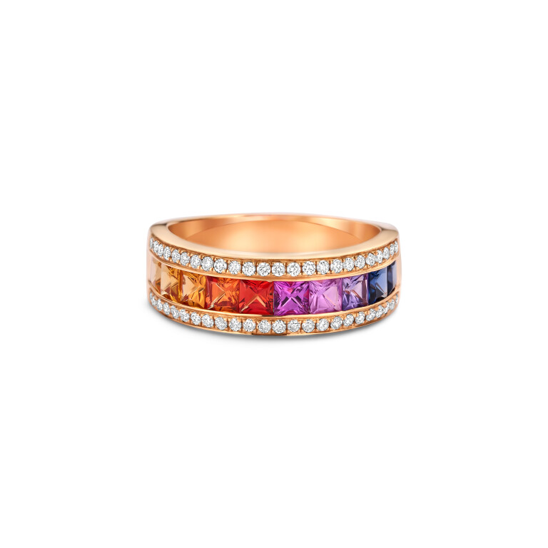 roodgoud rail ring met diamant Schaap en Citroen Colours Rainbow - #5 roodgoud rail ring met diamant Schaap en Citroen Colours Rainbow - #5