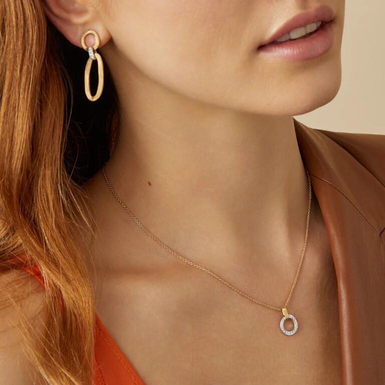 Marco Bicego Jaipur Link oorhangers geelgoud met diamant - OB1811-B - #3 Marco Bicego Jaipur Link oorhangers geelgoud met diamant - OB1811-B - #3