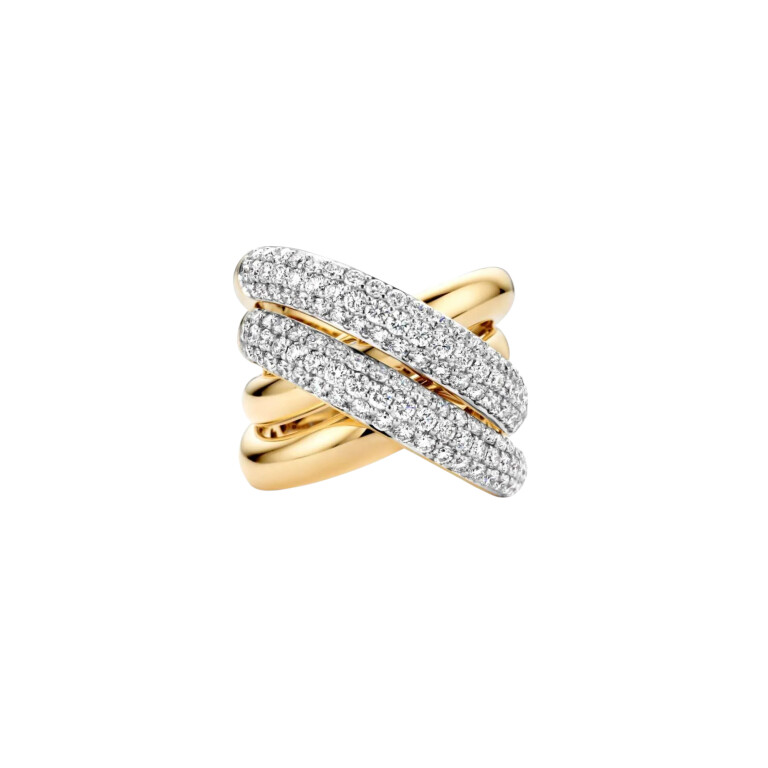 Tirisi Jewelry Amsterdam Due ring geel/wit goud met diamant - TR9771D(2T) - #2 Tirisi Jewelry Amsterdam Due ring geel/wit goud met diamant - TR9771D(2T) - #2