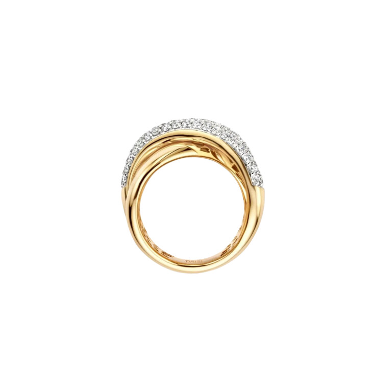 Tirisi Jewelry Amsterdam Due ring geel/wit goud met diamant - TR9771D(2T) - #3 Tirisi Jewelry Amsterdam Due ring geel/wit goud met diamant - TR9771D(2T) - #3
