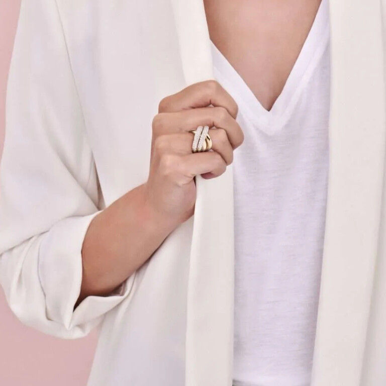 Tirisi Jewelry Amsterdam Due ring geel/wit goud met diamant - TR9771D(2T) - #5 Tirisi Jewelry Amsterdam Due ring geel/wit goud met diamant - TR9771D(2T) - #5