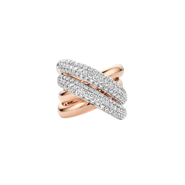 Tirisi Jewelry Amsterdam Due ring rosé/wit goud met diamant - TR9771D(2P) - #2 Tirisi Jewelry Amsterdam Due ring rosé/wit goud met diamant - TR9771D(2P) - #2