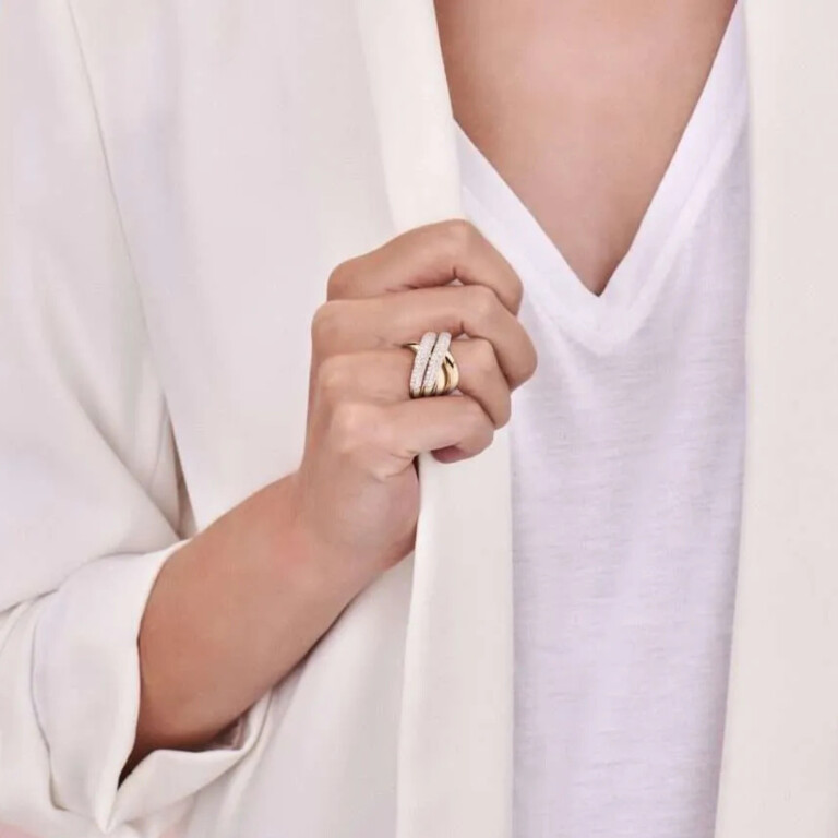 Tirisi Jewelry Amsterdam Due ring rosé/wit goud met diamant - TR9771D(2P) - #5 Tirisi Jewelry Amsterdam Due ring rosé/wit goud met diamant - TR9771D(2P) - #5