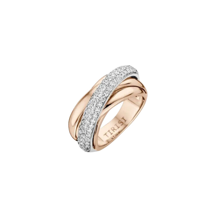 Tirisi Jewelry Amsterdam Due ring rosé/wit goud met diamant - TR9680D(2P) - #1 Tirisi Jewelry Amsterdam Due ring rosé/wit goud met diamant - TR9680D(2P) - #1