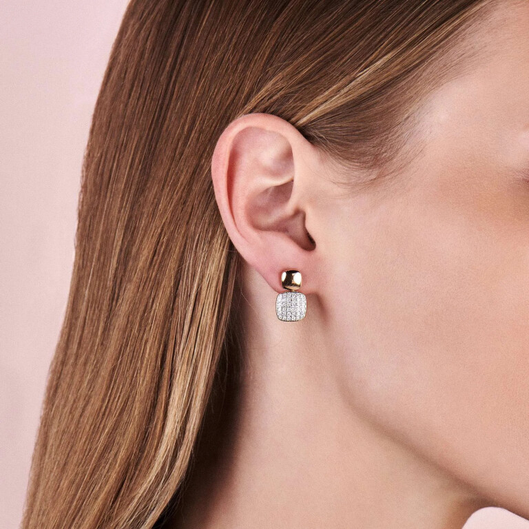 Tirisi Jewelry Amsterdam Stackables oorknoppen geel/wit goud met diamant - TE7076D(2T) - #3 Tirisi Jewelry Amsterdam Stackables oorknoppen geel/wit goud met diamant - TE7076D(2T) - #3