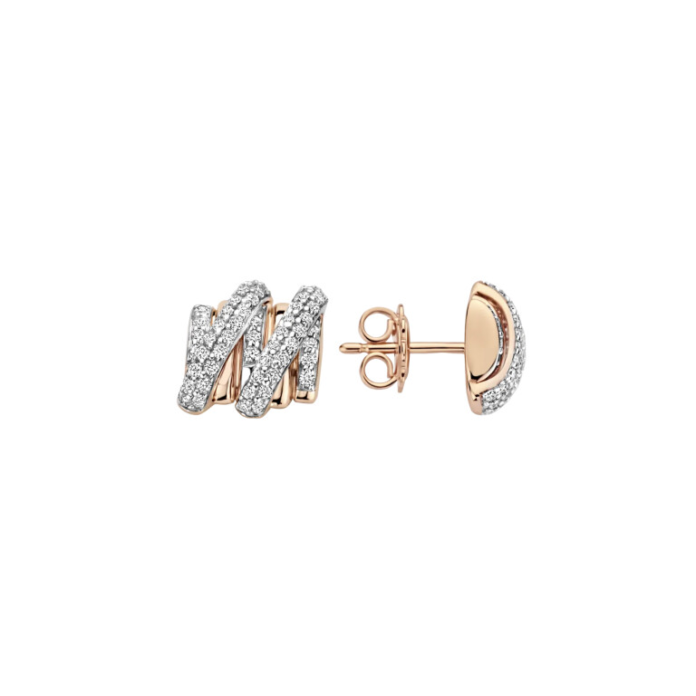 Tirisi Jewelry Amsterdam Swirl oorknoppen rosé/wit goud met diamant - TE7162D(2P) - #2 Tirisi Jewelry Amsterdam Swirl oorknoppen rosé/wit goud met diamant - TE7162D(2P) - #2