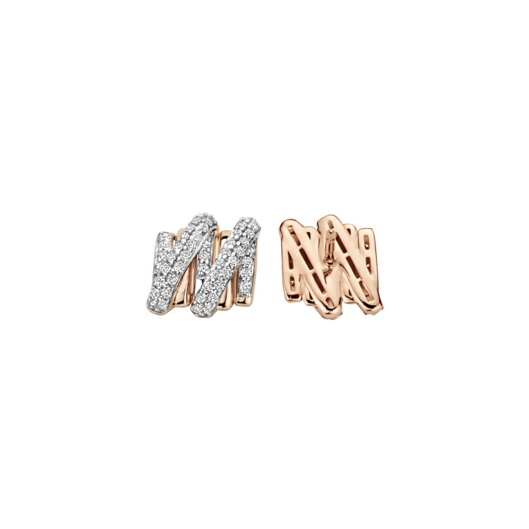 Tirisi Jewelry Amsterdam Swirl oorknoppen rosé/wit goud met diamant - TE7162D(2P) - #3 Tirisi Jewelry Amsterdam Swirl oorknoppen rosé/wit goud met diamant - TE7162D(2P) - #3