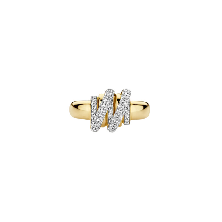 Tirisi Jewelry Amsterdam Swirl ring geel/wit goud met diamant - TR1232D(2T) - #2 Tirisi Jewelry Amsterdam Swirl ring geel/wit goud met diamant - TR1232D(2T) - #2