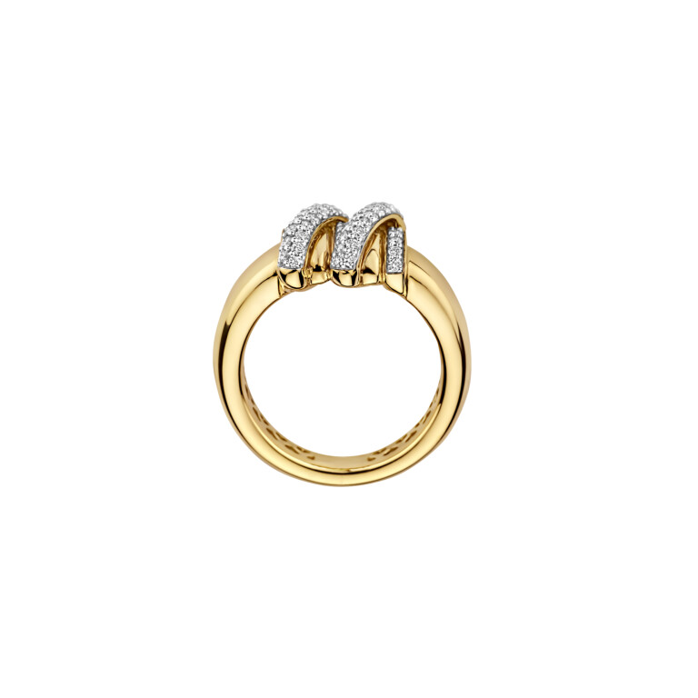 Tirisi Jewelry Amsterdam Swirl ring geel/wit goud met diamant - TR1232D(2T) - #3 Tirisi Jewelry Amsterdam Swirl ring geel/wit goud met diamant - TR1232D(2T) - #3