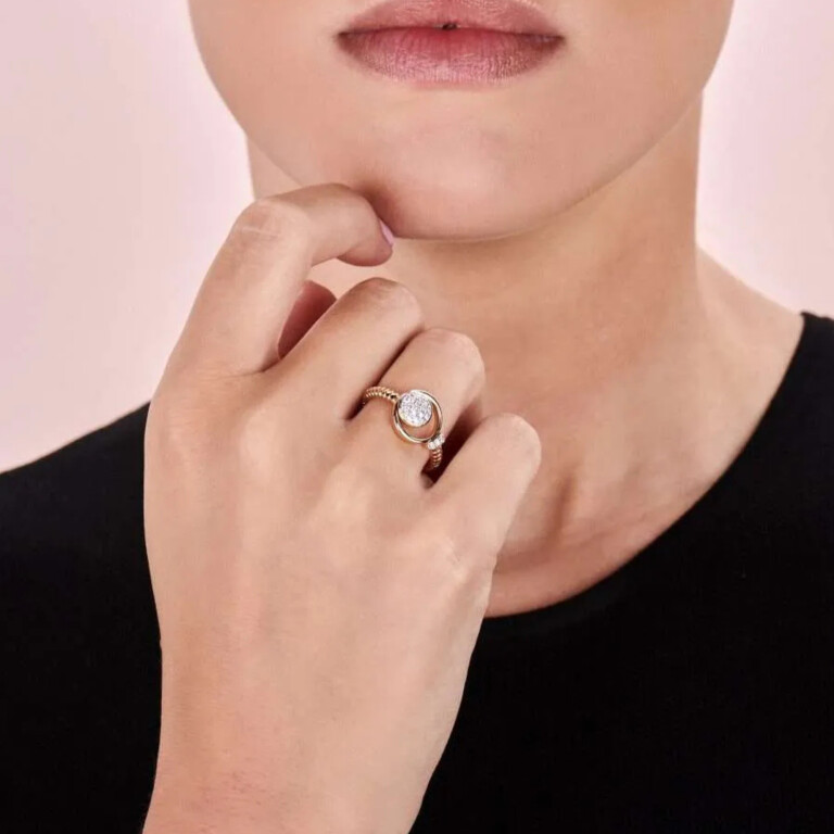 Tirisi Jewelry Amsterdam Wangle ring geel/wit goud met diamant - TR1129D(2T) - #2 Tirisi Jewelry Amsterdam Wangle ring geel/wit goud met diamant - TR1129D(2T) - #2