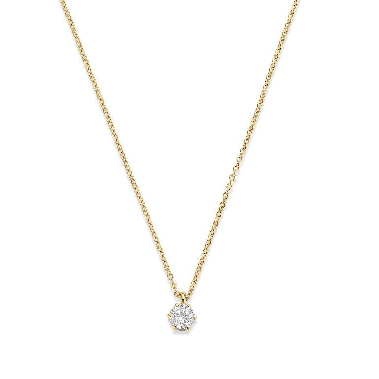 geelgoud collier met hanger solitair met diamant Schaap en Citroen Diamonds - #3 geelgoud collier met hanger solitair met diamant Schaap en Citroen Diamonds - #3