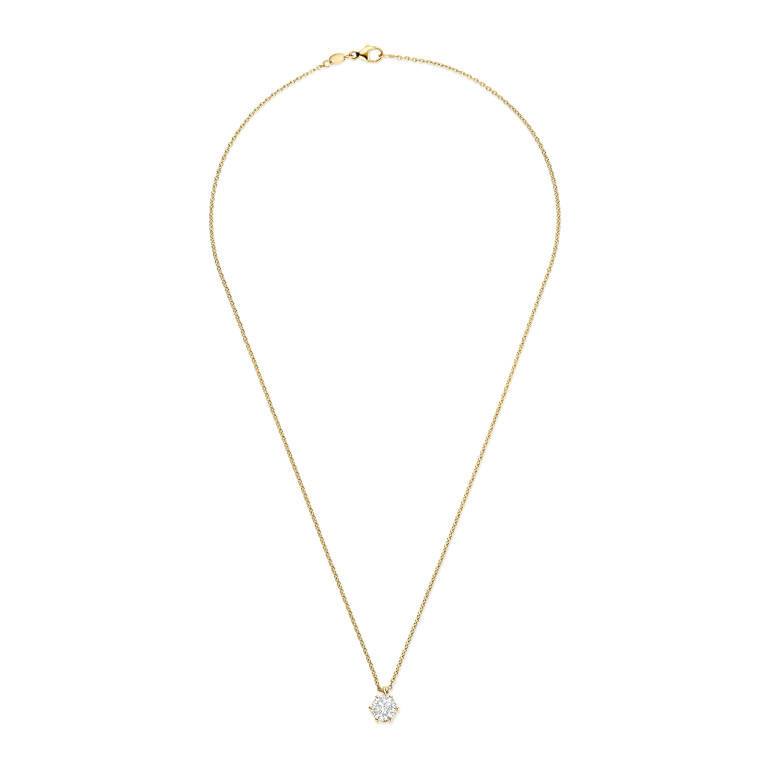 geelgoud collier met hanger solitair met diamant SC Highlights Diamonds - #3 geelgoud collier met hanger solitair met diamant SC Highlights Diamonds - #3